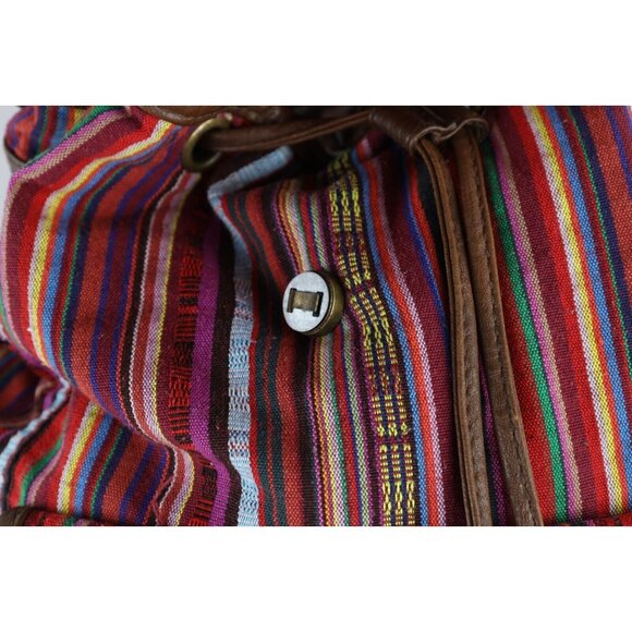 Vtg American Eagle Outfitters Distressed Rainbow Striped Top Loader Backpack Bag main image 10